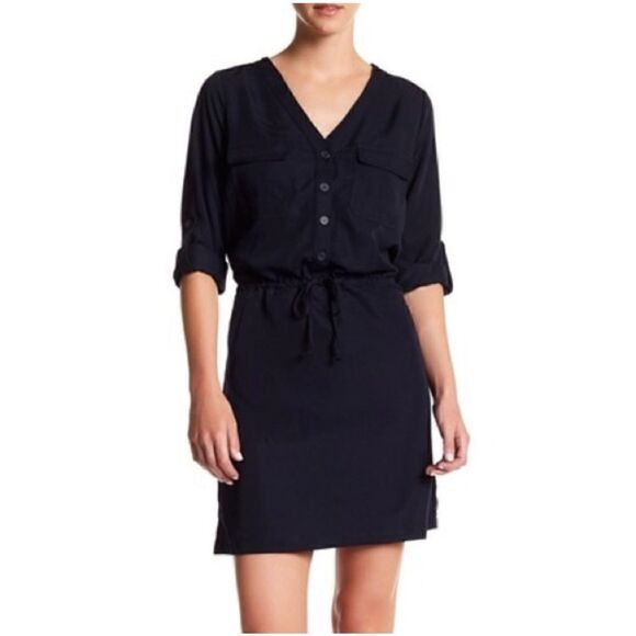 Max Studio | Rolled Sleeve Shirt Dress - Picture 1 of 8